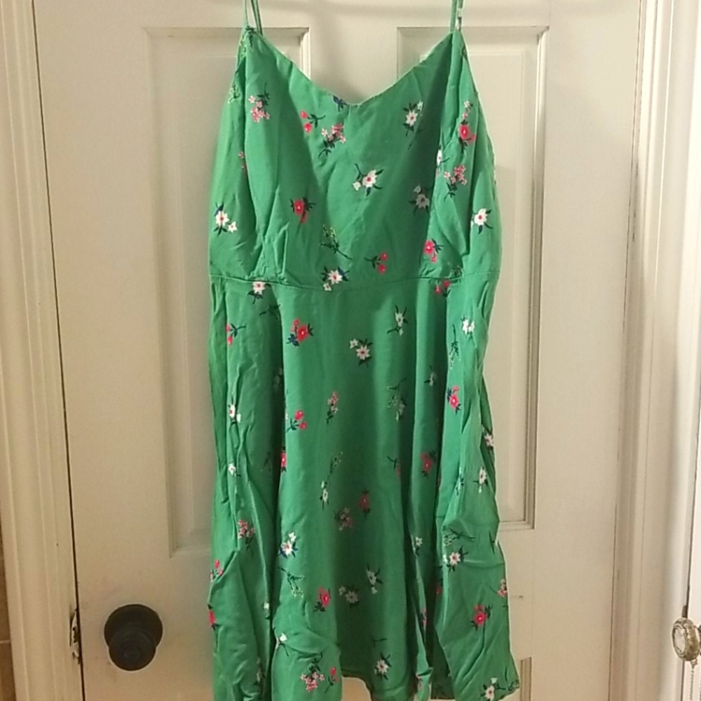 Green floral skater dress